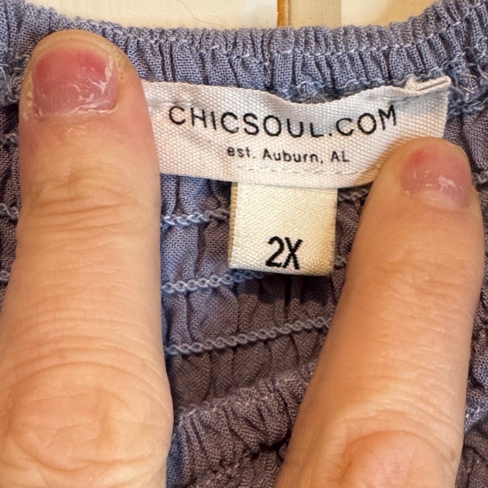 Chic Soul Lavender Smocked Peplum Blouse - Picture 3 of 5